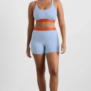 Hot Aje ATHLETICA Split Strap Logo Bra 366 Steel Blue Copper Orange