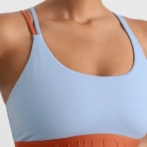 Hot Aje ATHLETICA Split Strap Logo Bra 366 Steel Blue Copper Orange