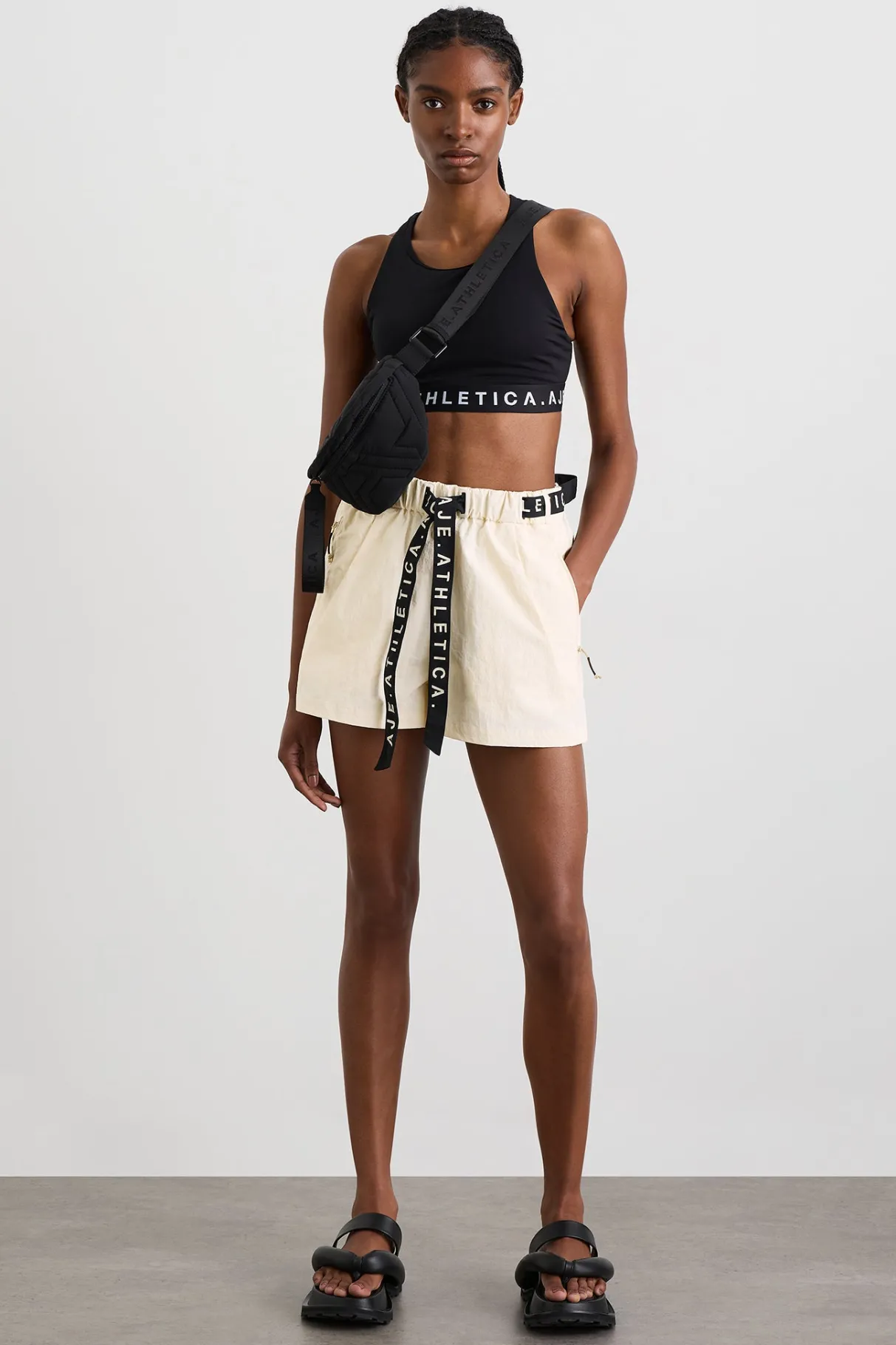 spray_shorts__0-2.webp New Aje ATHLETICA Spray Shorts 608 Limestone Beige Black