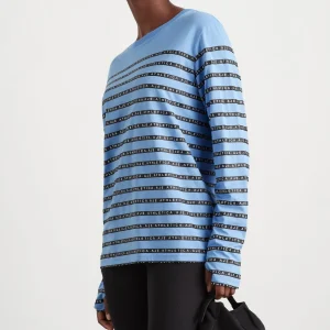 Best Sale Aje ATHLETICA Stripe Logo Long Sleeve T-Shirt 127 Cerulean Blue/Stripe