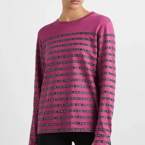 New Aje ATHLETICA Stripe Logo Long Sleeve T-Shirt 127 Berry Stripe