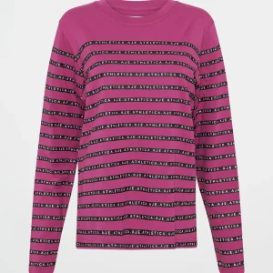 New Aje ATHLETICA Stripe Logo Long Sleeve T-Shirt 127 Berry Stripe