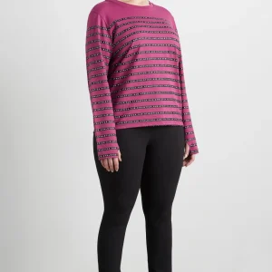 New Aje ATHLETICA Stripe Logo Long Sleeve T-Shirt 127 Berry Stripe