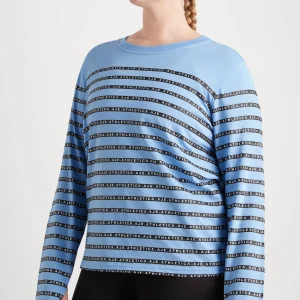 Best Sale Aje ATHLETICA Stripe Logo Long Sleeve T-Shirt 127 Cerulean Blue/Stripe
