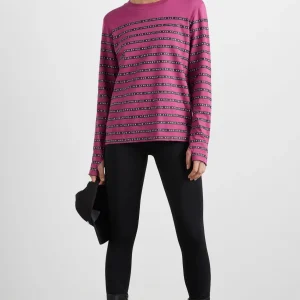 New Aje ATHLETICA Stripe Logo Long Sleeve T-Shirt 127 Berry Stripe