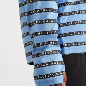 Best Sale Aje ATHLETICA Stripe Logo Long Sleeve T-Shirt 127 Cerulean Blue/Stripe
