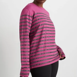 New Aje ATHLETICA Stripe Logo Long Sleeve T-Shirt 127 Berry Stripe
