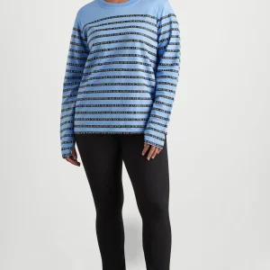 Best Sale Aje ATHLETICA Stripe Logo Long Sleeve T-Shirt 127 Cerulean Blue/Stripe