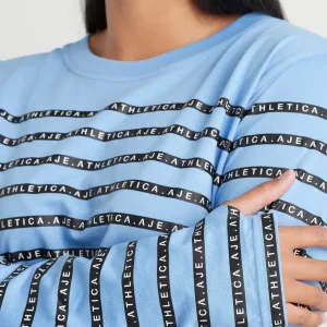 Best Sale Aje ATHLETICA Stripe Logo Long Sleeve T-Shirt 127 Cerulean Blue/Stripe