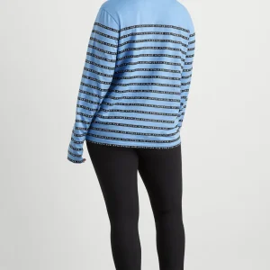 Best Sale Aje ATHLETICA Stripe Logo Long Sleeve T-Shirt 127 Cerulean Blue/Stripe