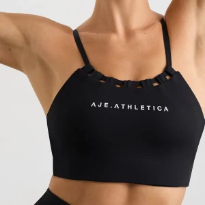 Shop Aje ATHLETICA Thread Through Sports Bra 361 Black/White Logo