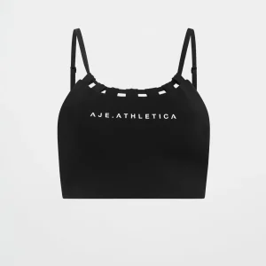 Shop Aje ATHLETICA Thread Through Sports Bra 361 Black/White Logo