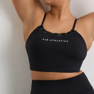 Shop Aje ATHLETICA Thread Through Sports Bra 361 Black/White Logo