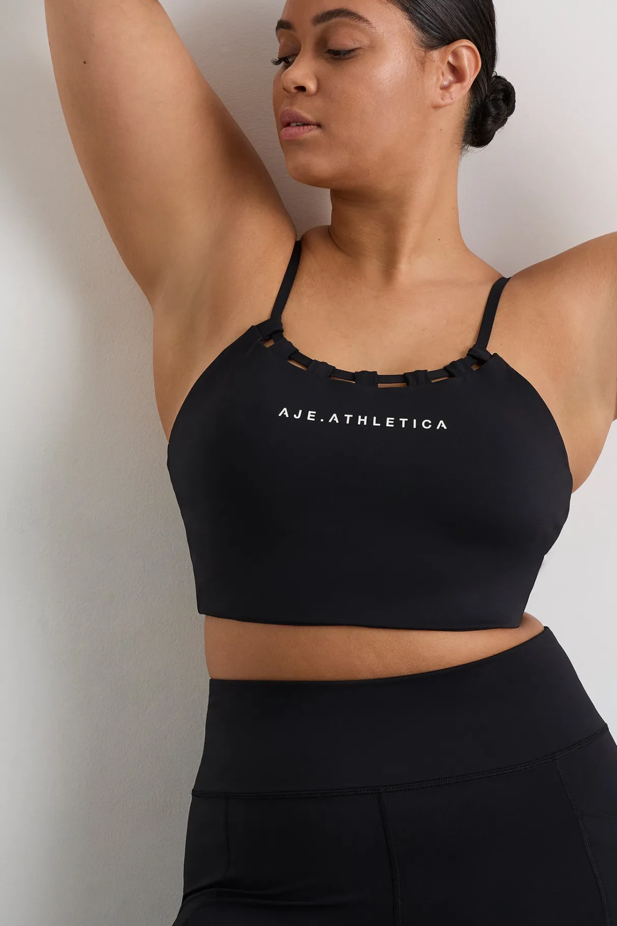 thread_through_sports_bra__14.webp Shop Aje ATHLETICA Thread Through Sports Bra 361 Black/White Logo