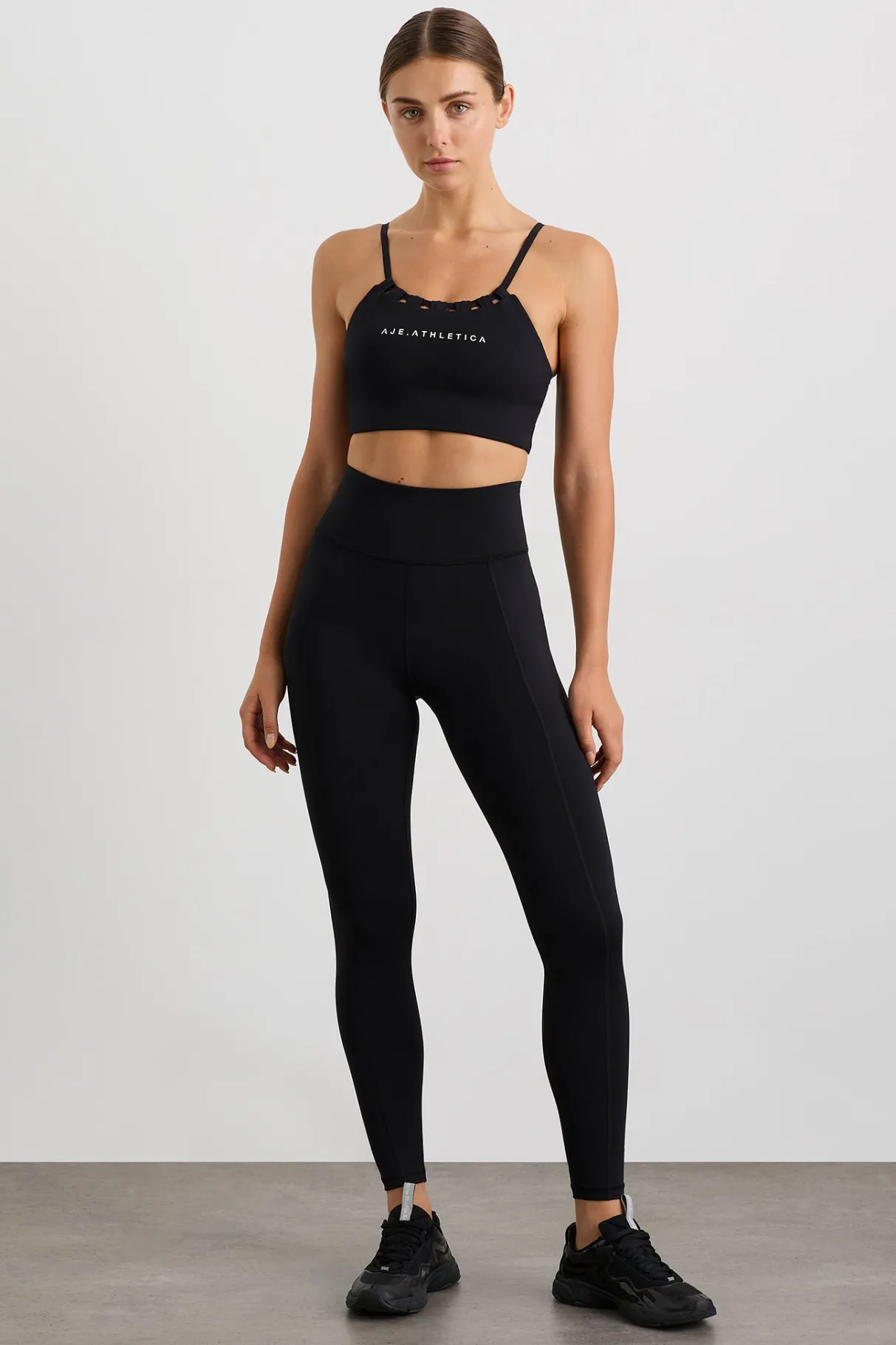 thread_through_sports_bra__2.webp Shop Aje ATHLETICA Thread Through Sports Bra 361 Black/White Logo