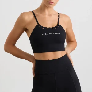 Shop Aje ATHLETICA Thread Through Sports Bra 361 Black/White Logo