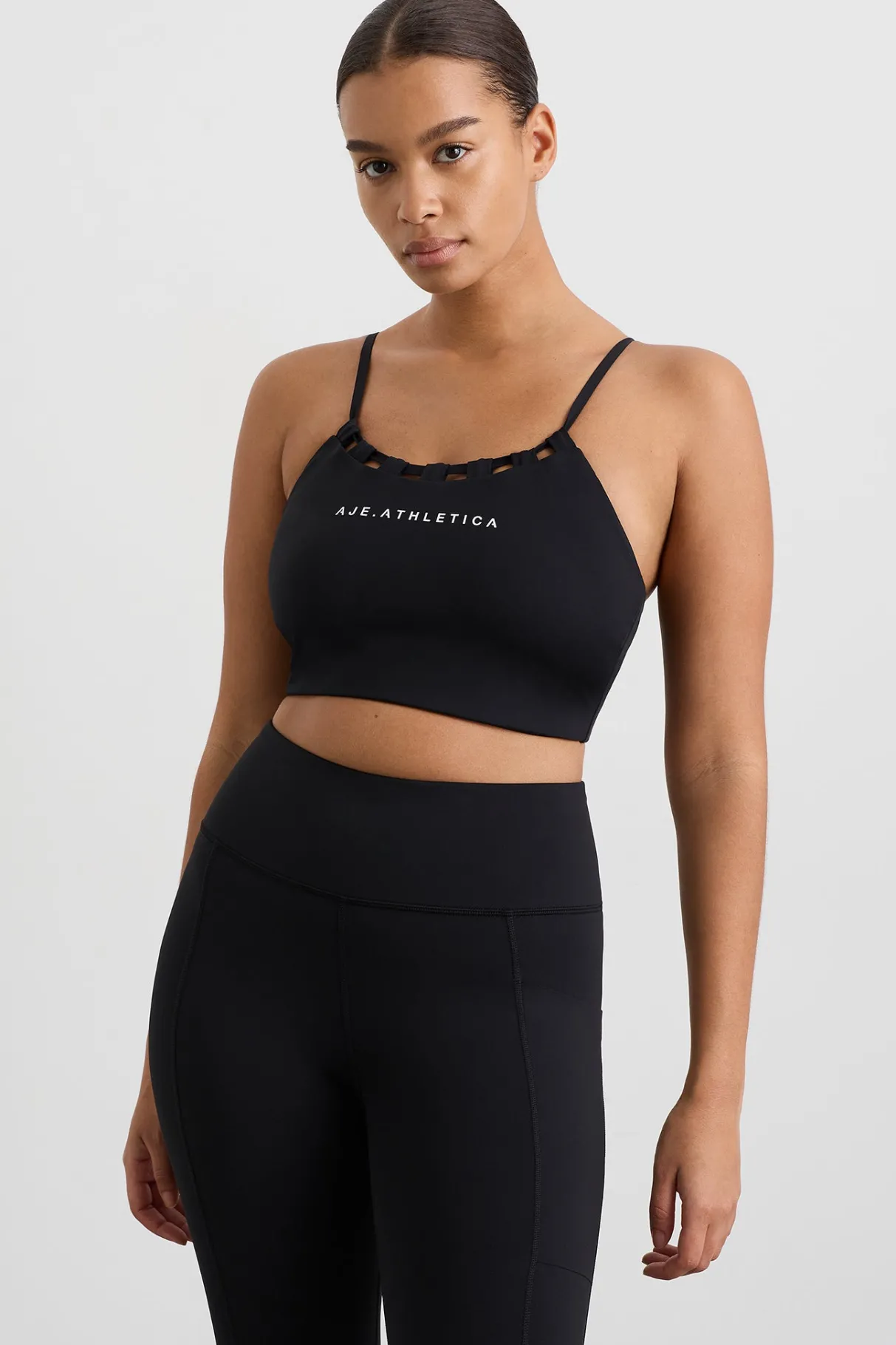 thread_through_sports_bra__6.webp Shop Aje ATHLETICA Thread Through Sports Bra 361 Black/White Logo