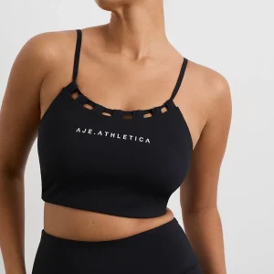 Shop Aje ATHLETICA Thread Through Sports Bra 361 Black/White Logo