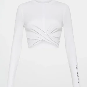 Cheap Aje ATHLETICA Twist Front Long Sleeve Crop Top 328 White/Black