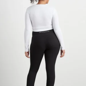 Cheap Aje ATHLETICA Twist Front Long Sleeve Crop Top 328 White/Black