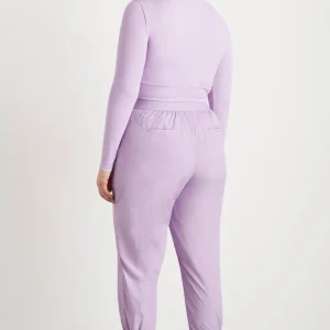 Fashion Aje ATHLETICA Twist Front Long Sleeve Crop Top 328 Lavender/White