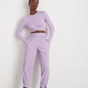 Fashion Aje ATHLETICA Twist Front Long Sleeve Crop Top 328 Lavender/White