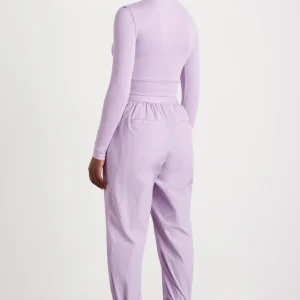 Fashion Aje ATHLETICA Twist Front Long Sleeve Crop Top 328 Lavender/White