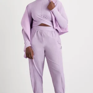 Fashion Aje ATHLETICA Twist Front Long Sleeve Crop Top 328 Lavender/White