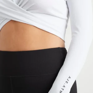 Cheap Aje ATHLETICA Twist Front Long Sleeve Crop Top 328 White/Black