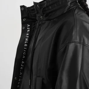 Clearance Aje ATHLETICA Vegan Leather Ruched Jacket 770 Black