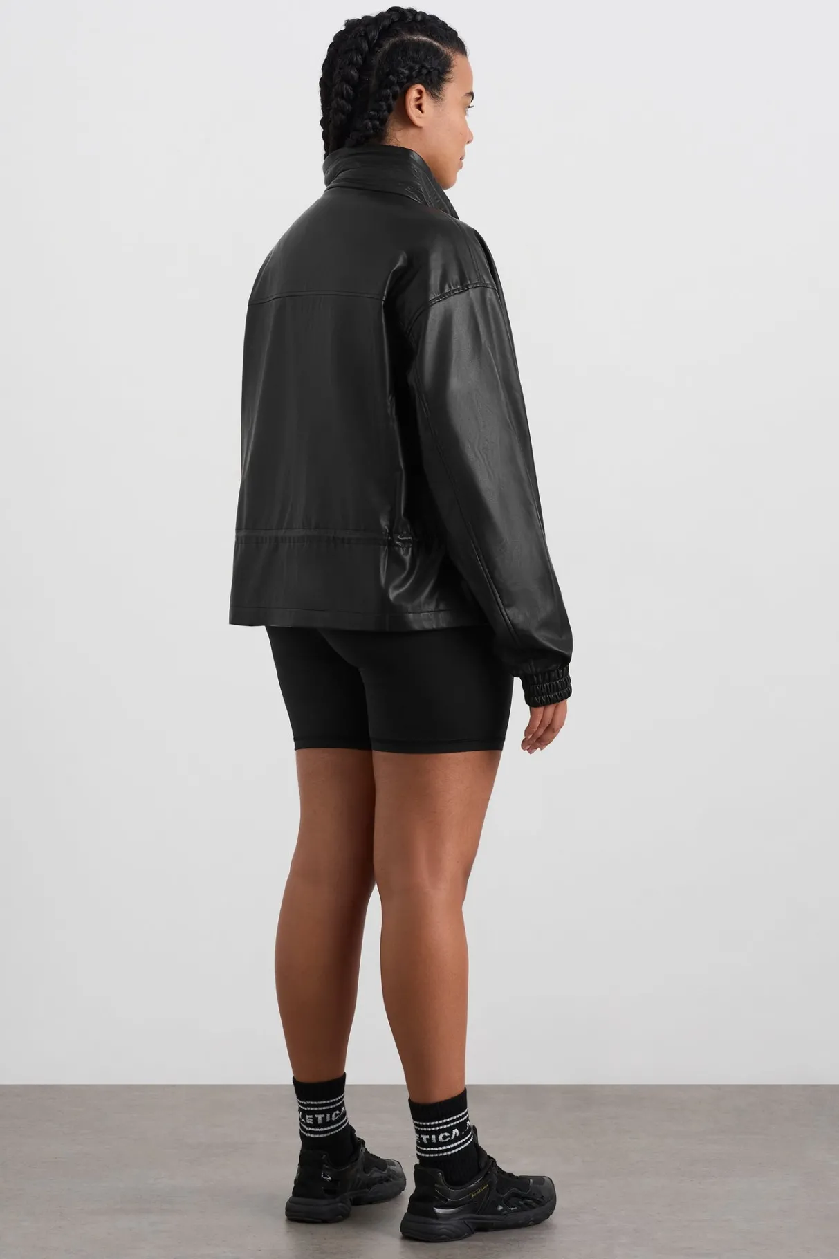 vegan_leather_ruched_jacket__11.webp Clearance Aje ATHLETICA Vegan Leather Ruched Jacket 770 Black
