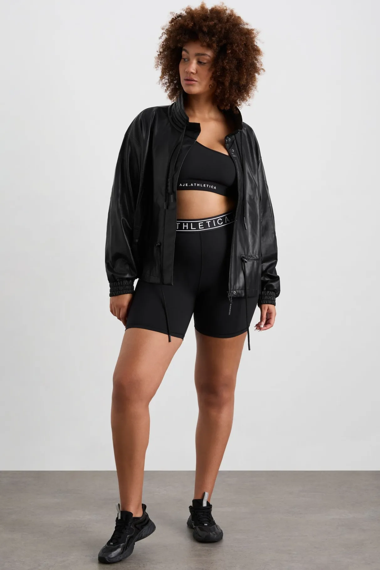 vegan_leather_ruched_jacket__13.webp Clearance Aje ATHLETICA Vegan Leather Ruched Jacket 770 Black