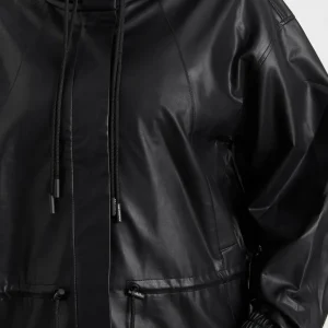 Clearance Aje ATHLETICA Vegan Leather Ruched Jacket 770 Black