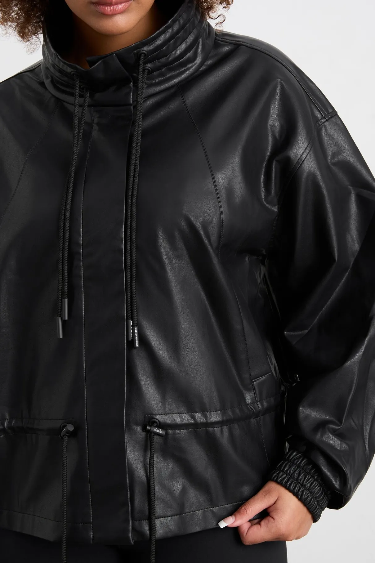 vegan_leather_ruched_jacket__14.webp Clearance Aje ATHLETICA Vegan Leather Ruched Jacket 770 Black