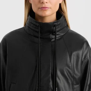 Clearance Aje ATHLETICA Vegan Leather Ruched Jacket 770 Black