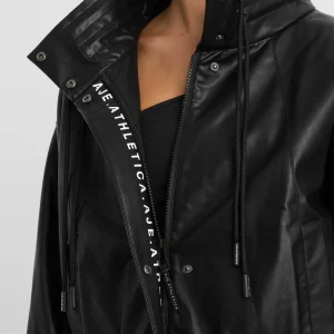 Clearance Aje ATHLETICA Vegan Leather Ruched Jacket 770 Black