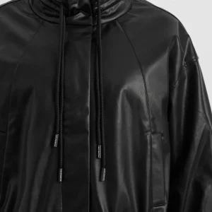 Clearance Aje ATHLETICA Vegan Leather Ruched Jacket 770 Black