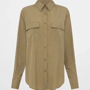 Fashion Aje ATHLETICA Windbreaker Logo Shirt 427 Soft Khaki