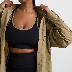 Fashion Aje ATHLETICA Windbreaker Logo Shirt 427 Soft Khaki