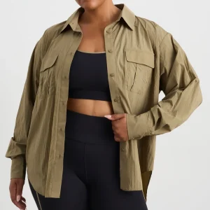 Fashion Aje ATHLETICA Windbreaker Logo Shirt 427 Soft Khaki