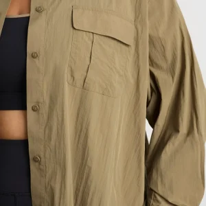 Fashion Aje ATHLETICA Windbreaker Logo Shirt 427 Soft Khaki