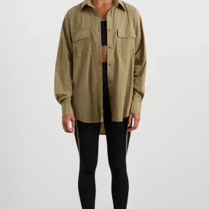 Fashion Aje ATHLETICA Windbreaker Logo Shirt 427 Soft Khaki