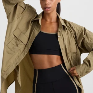 Fashion Aje ATHLETICA Windbreaker Logo Shirt 427 Soft Khaki