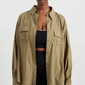 Fashion Aje ATHLETICA Windbreaker Logo Shirt 427 Soft Khaki