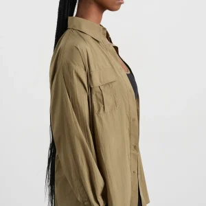 Fashion Aje ATHLETICA Windbreaker Logo Shirt 427 Soft Khaki