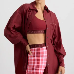 Hot Aje ATHLETICA Windbreaker Shirt 406 Plum Red