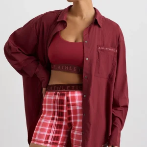 Hot Aje ATHLETICA Windbreaker Shirt 406 Plum Red
