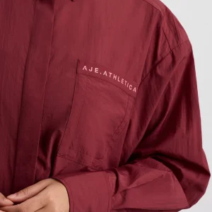Hot Aje ATHLETICA Windbreaker Shirt 406 Plum Red