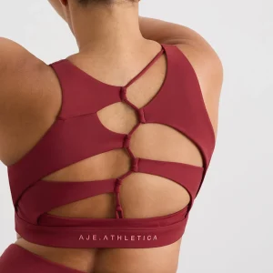 Discount Aje ATHLETICA Winding Road High Neck Bra 364 Plum Red