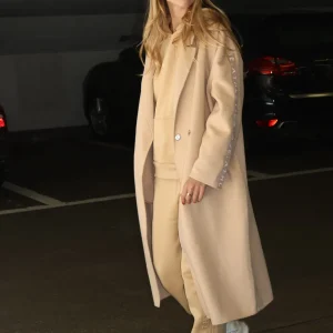 Shop Aje ATHLETICA Wool Blend Long Line Coat 773 Biscotti Beige